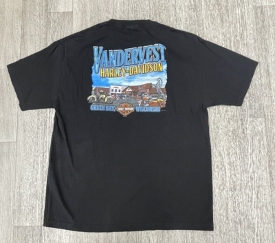 Harley Davidson Vandervest Vintage T-Shirt In Black Size: Large | eBay