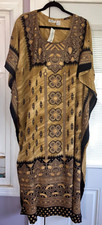 NEW NWT MUMU 2X 3X SANTE KAFTAN CAFTAN HOUSE DRESS SHADES OF GOLD & BLACK  #HJ