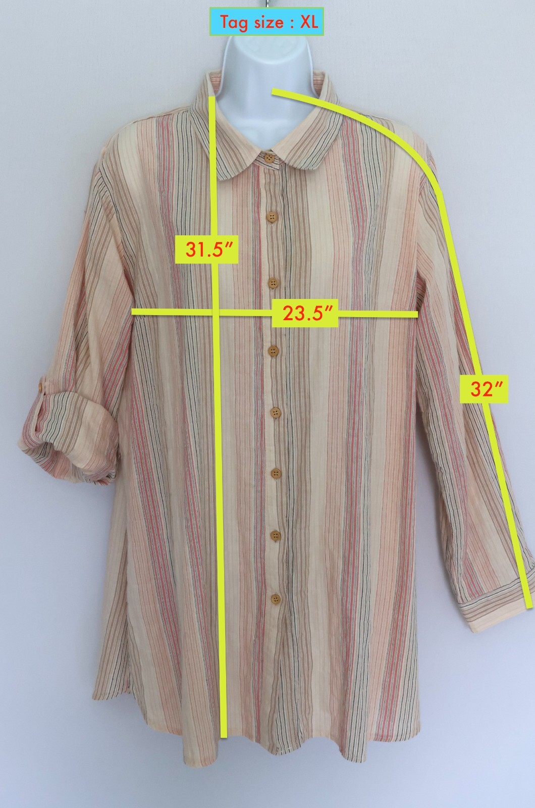 SOLITAIRE Multi-stripe Button Down Shirt Tunic Bl… - image 4