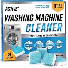 Washing Machine Cleaner Descaler 24 Pack - Deep Cleaning Tablets For HE Front US