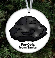 Coal gag gift custom kids Christmas tree ornament, Personalized stocking stuffer