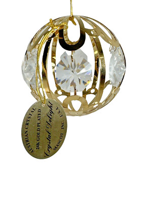 NEW OLD STOCK CRYSTAL DELIGHT 24K GOLD PLATED AUSTRIAN CRYSTAL 2.5'' ORNAMENT