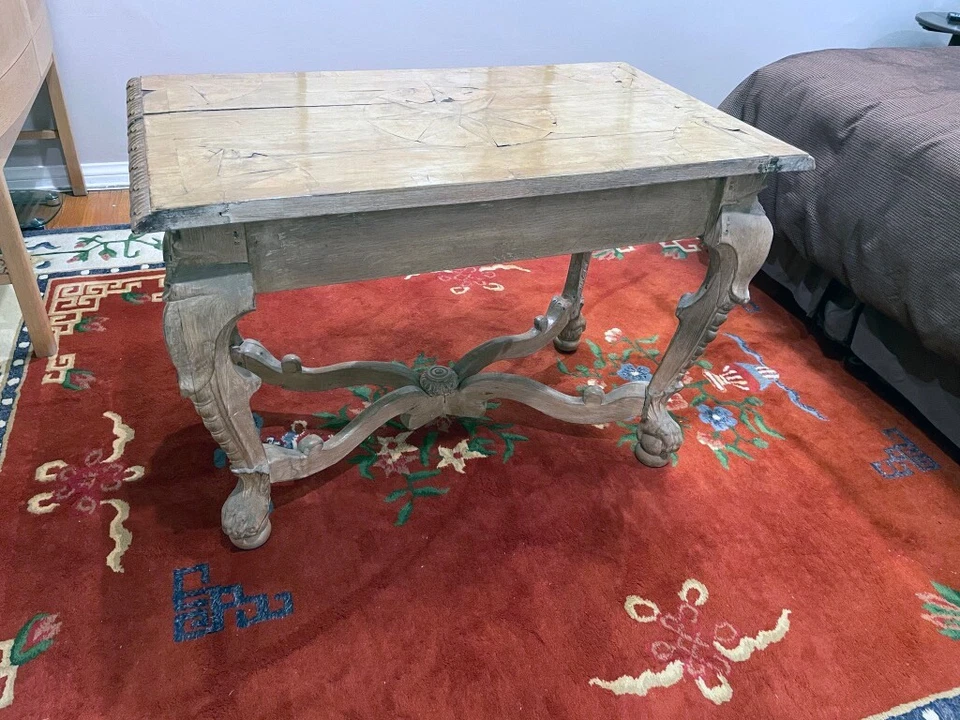 Elegante mesa consola antigua nogal blanqueado vintage, siglo XIX Regencia Foto 4 de 4