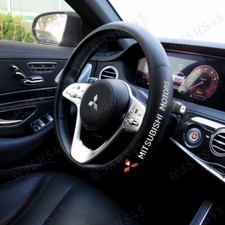 Cubierta de volante auto negro nuevo de cuero sintético para MITSUBISHI 15" de diámetro