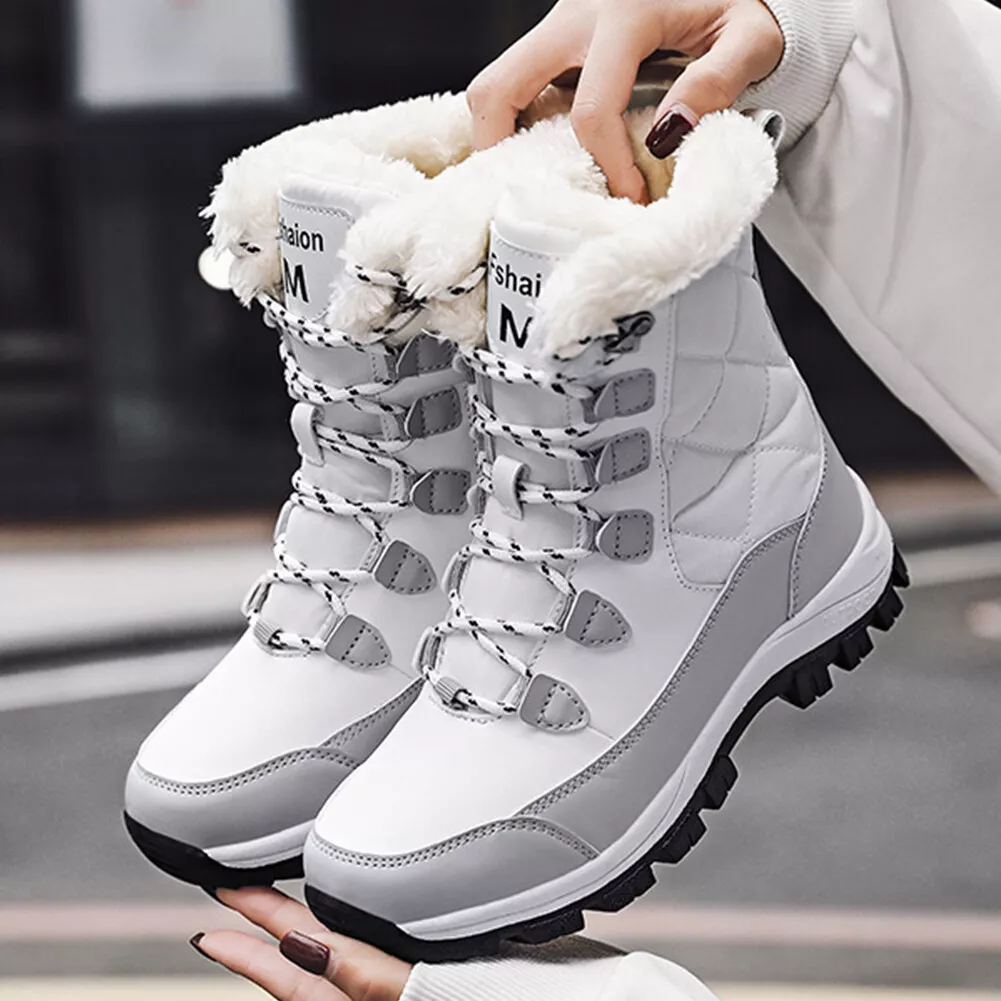 Women Lace Up Boots Snow Boots Anti Slip Outdoor Shoes for Winter