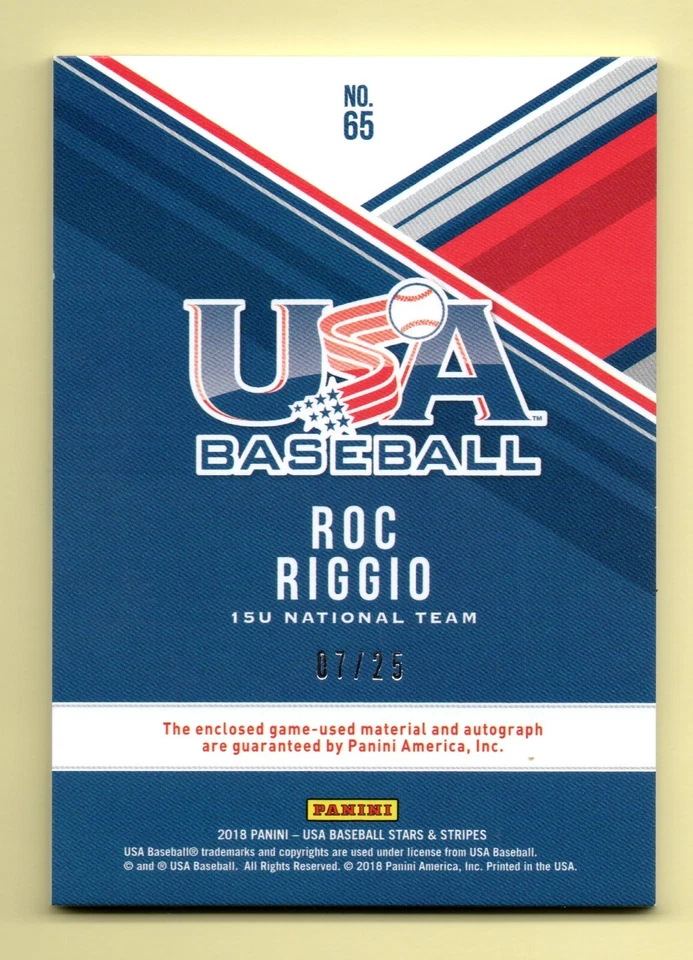 2018 Stars & Stripes SILHOUETTES Roc Riggio #/25 RC AUTO PATCH - YANKEES - Image 2 of 2