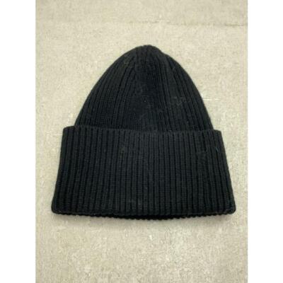 Louis Vuitton M76706 Wool Knit Beanie Hat Black Logo Embroidered