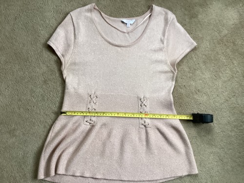 Candie's Womens Sweater Size XLarge metalic Blush/light rose Short Sleeves tunic - Picture 7 of 9