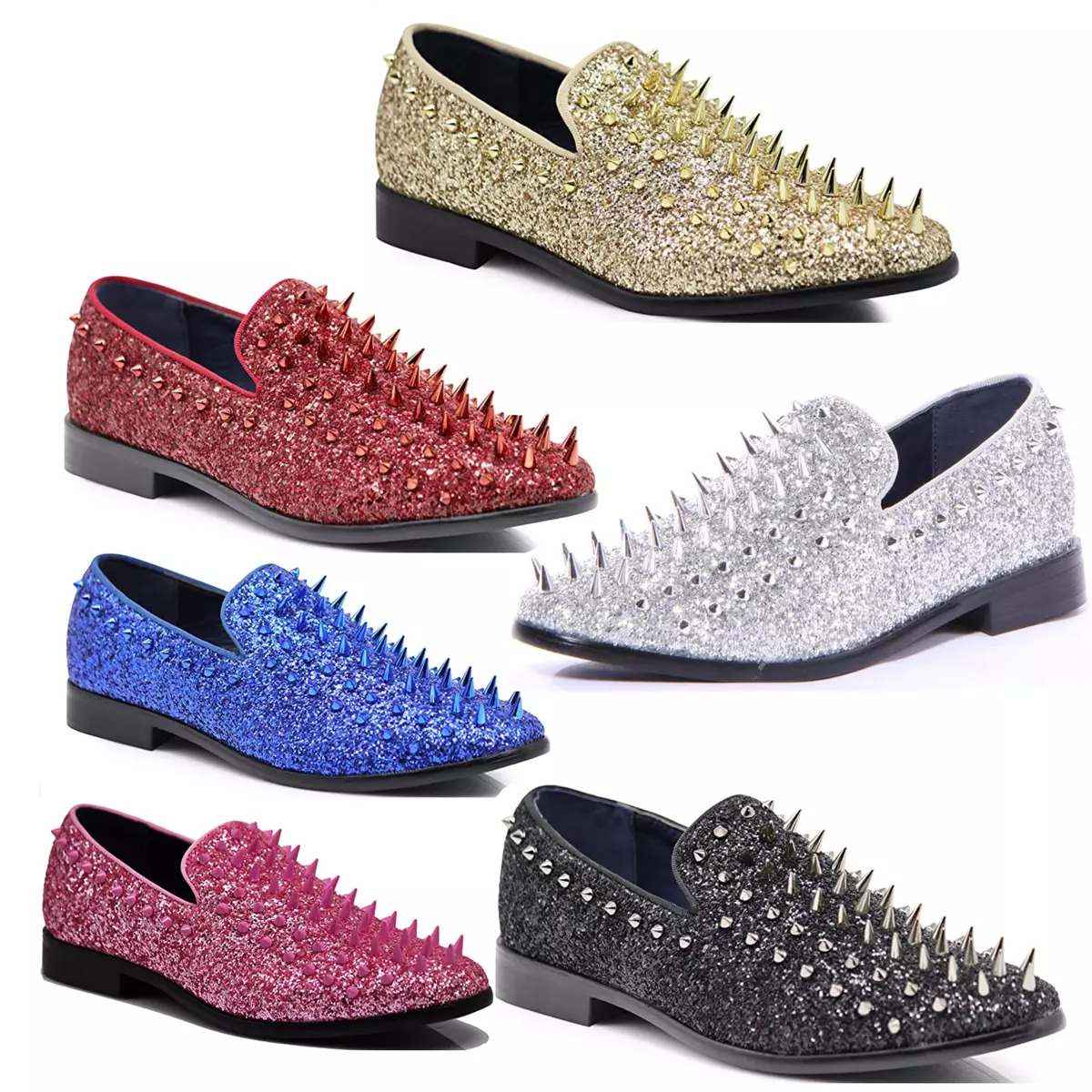 Men's Vintage Spike Dress Loafers Slip On Fashion Shoes