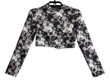 Art Class Tie Dye Ombre Rashguard Cropped Long Sleeve Shirt Front Tie Medium 7-8