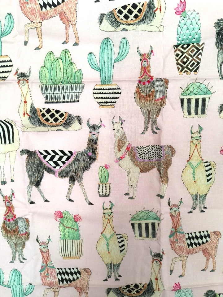 Michael Miller Fabrics New Fat Quarter Lovely Llamas  Multicolor on Pink Cotton - Image 4 of 4