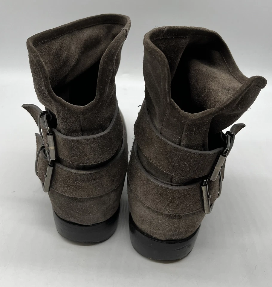 Giuseppe Zanotti Grey 'Cobain' Suede Buckle Accent Block Heel Bootie sz 37 - Image 4 of 4