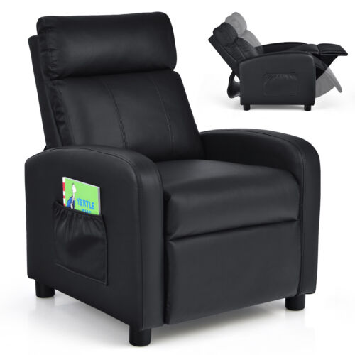 Kids Recliner Chair Adjustable Leather Sofa Armchair w/ Footrest Side Pocket