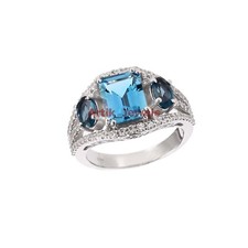 Natural London Blue Topaz Gemstone with 925 Sterling Silver Ring for Women 232