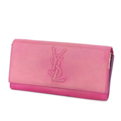 Points de vente Portefeuille long Saint Laurent logo YSL cuir rose authentique doccasion T10554