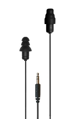 Plugfones Guardian Ear Plugs with Audio Earplug Headphones NRR 26 dB Black OSHA
