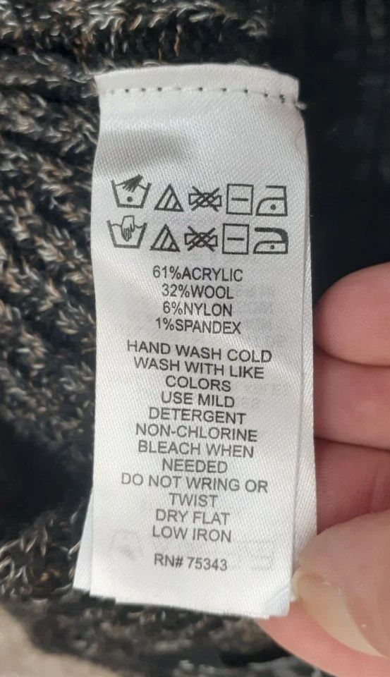 Saia suéter Adrienne Vittadini feminina XS preta malha canelada linha A lã elástica - Imagem 4 de 4