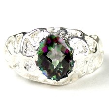 Mystic Fire Topaz 925 Sterling Silver Men's Ring SR168