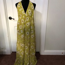 Band Of The Free Halter Maxi Dress Floral Print  Green & White For Women Large