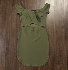 ReVamped Cut Out Bodycon Mini Length Dress Olive Green Women’s Size Medium NEW
