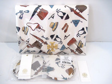 TORY BURCH Bon Voyage Travel Clutch Gold Logo Sleep Mask NEW