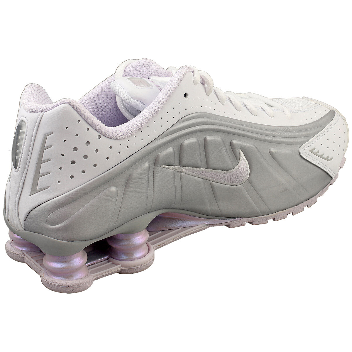 Nike Shox R4 Womens Fashion Sneakers in White Silver - 7 US