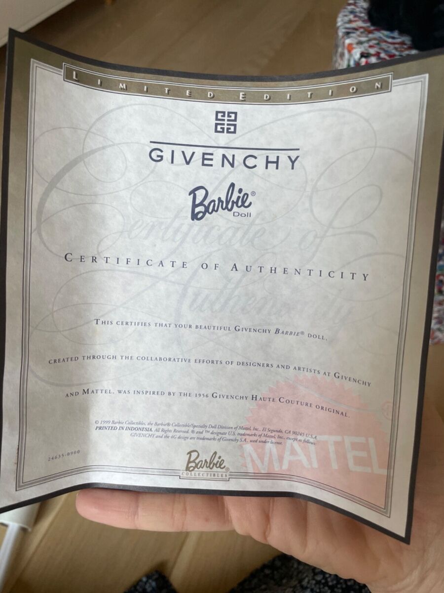 Mattel Givenchy Barbie Doll Limited Edition Mattel 1999 Mattel Givenchy Barbie Doll Limited Edition Mattel 1999