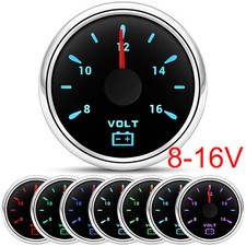 2 52mm Voltmeter Volt Meter 8-16v Voltage 12v 7 Colors Led For Car Boat Truck