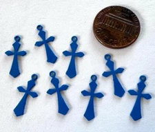 Vintage 10 x 17mm Blue Enameled Metal Cross Charms 8