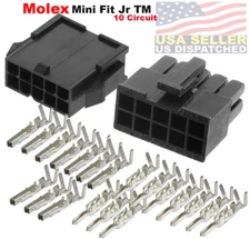 Molex 10-Pin Black Connector Pitch 4.20mm, w/18-24 AWG Pin Mini-Fit Jr ™ 