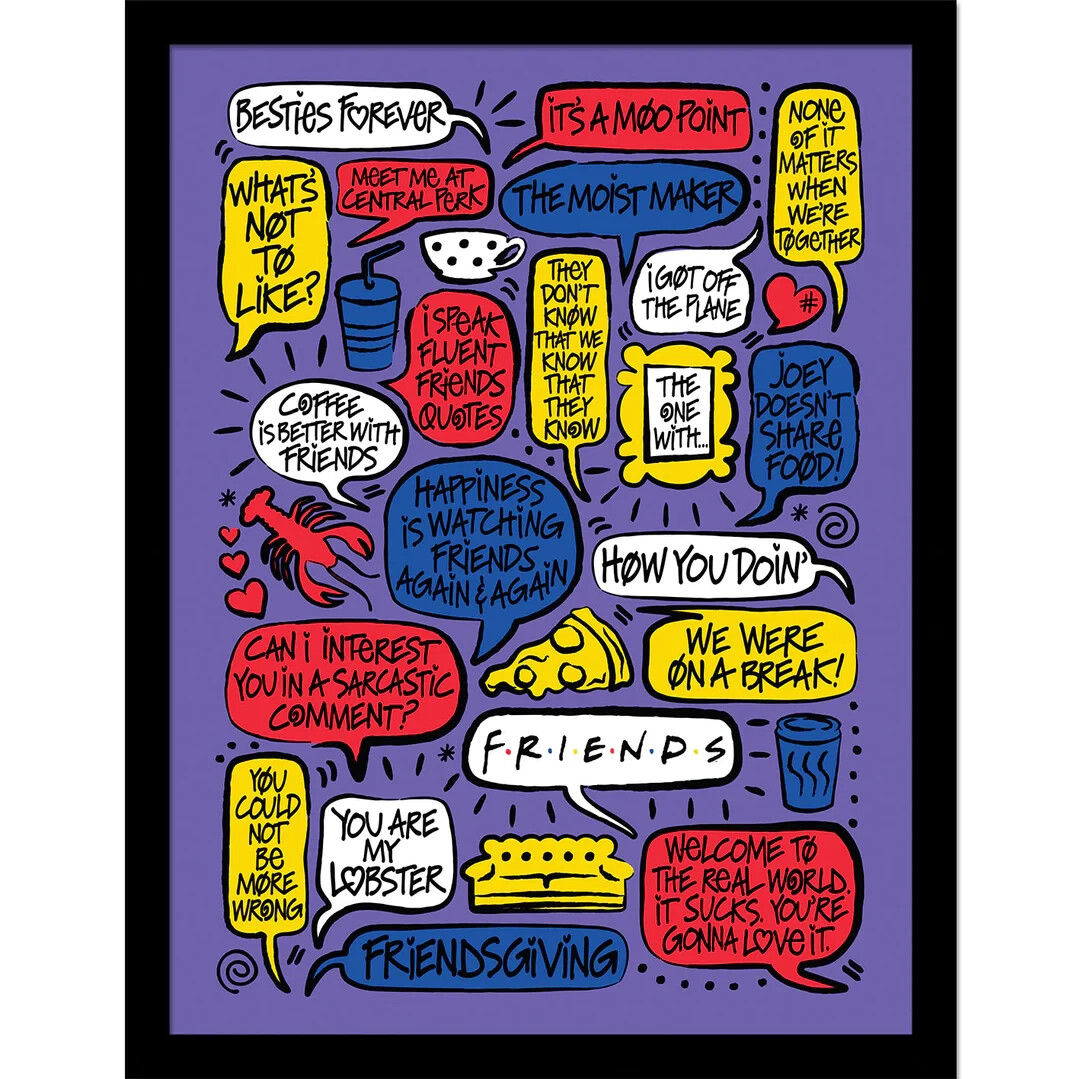 Friends Framed Print - Official 30 Years Quotes - 30 x 40cm Wall Art