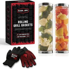 Grill Rolling Grill Basket | Rolling Grilling Baskets for Outdoor Grilling 2 Pcs