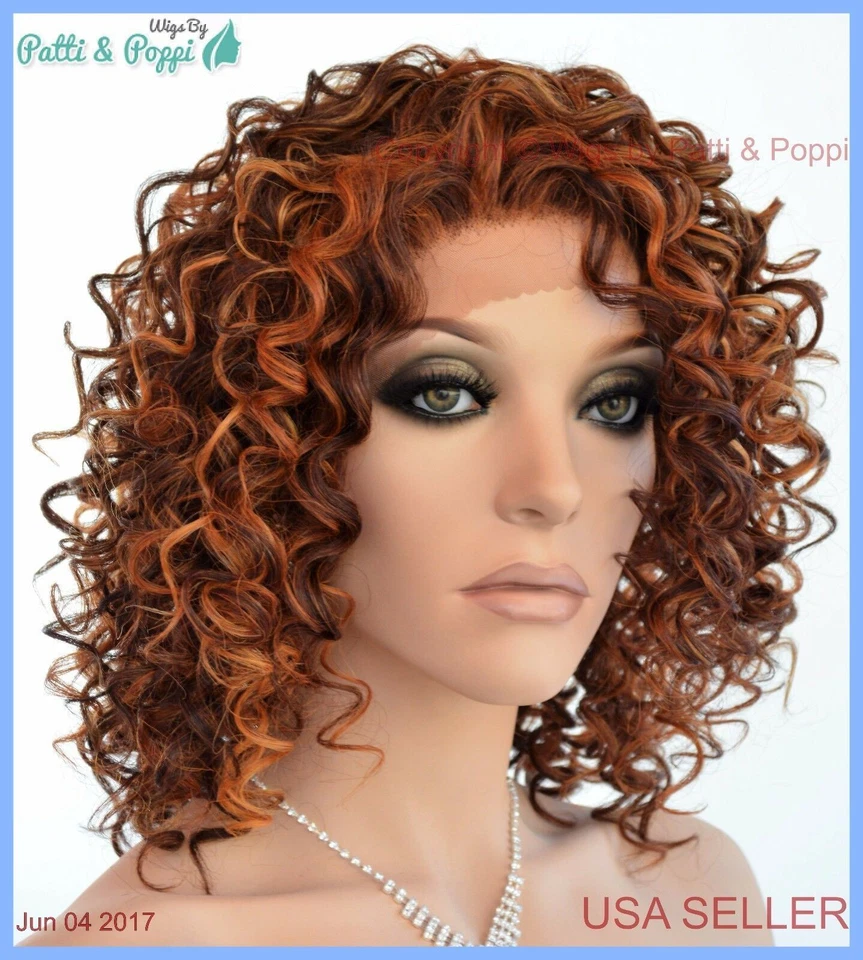 Peluca roja mediana rizada delantera de encaje Clr F33.32.240 sexy estilo caliente vendedor de EE. UU. 1209 Foto 2 de 4