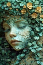 GAIA NATURE GODDESS ART PRINT, Fantasy Portrait Witchy Poster Wall Decor D056