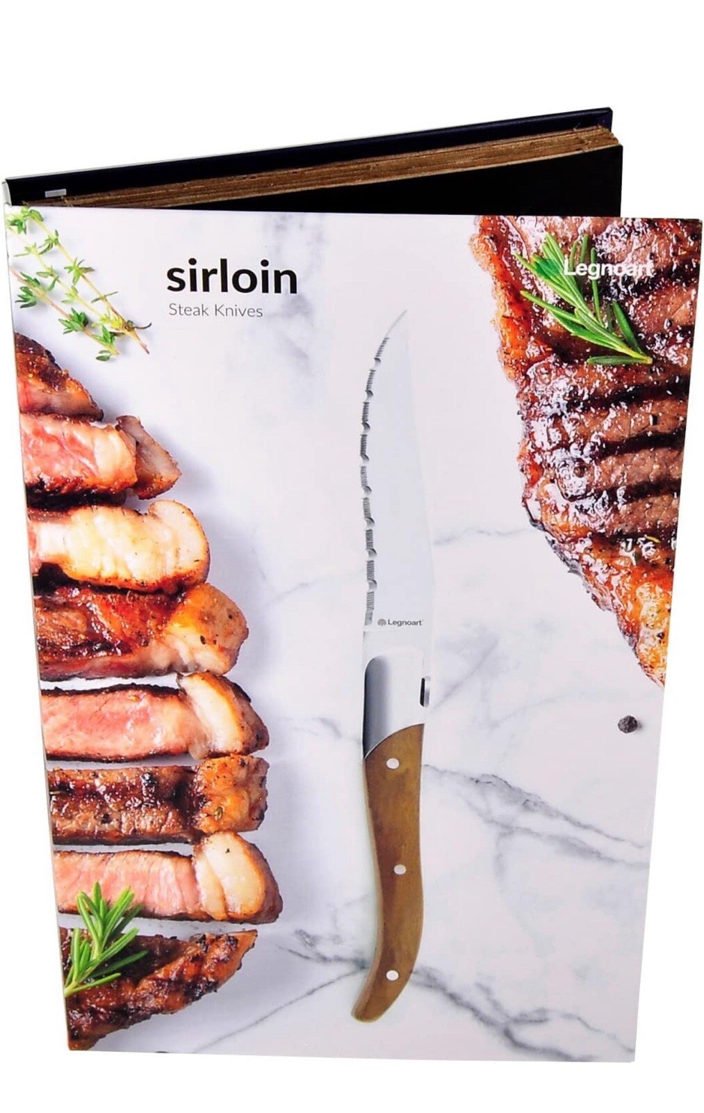 Legnoart Sirloin Steak Knives Set of 4 Stainless Steel With Dark Wood