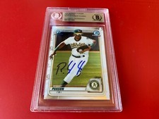Robert Puason A's 2020 Bowman Chrome Rookie Signed Auto Beckett BAS Slabbed