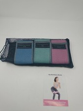 Hip resistance band Set Of 3 Light Heavy Medium in Mesh Storage Bag with Inst