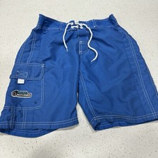 Y2K Original Waterman Youth Kids L Blue Cargo Baggy Swim Trunks USA Board Shorts