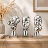 Gilde Skulptur Nachdenklich Aus Keramik Silberfarben – 3Er Set-28035