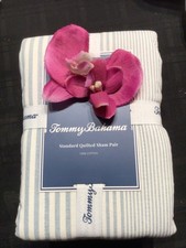 TOMMY BAHAMA 2 PC Set Standard Pillow Shams SAFARI STRIPE Blue White NEW