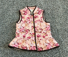 Janie & Jack Sleeveless Snap Button Up Floral Quilted Vest Girl's Size 5/6