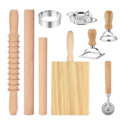 9er Set Nudelwerkzeuge, Holzschläger, Schneidebrett für Gnoc9363