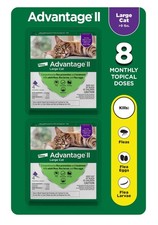 Advantage II Large Cat Flea Treatment, Over 9 lbs, 8 Monthly Topical Doses