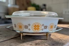 Vintage PYREX 045 Town & Country 2.5 Qt Casserole Dish w/ Lid Orange Brown EPOC