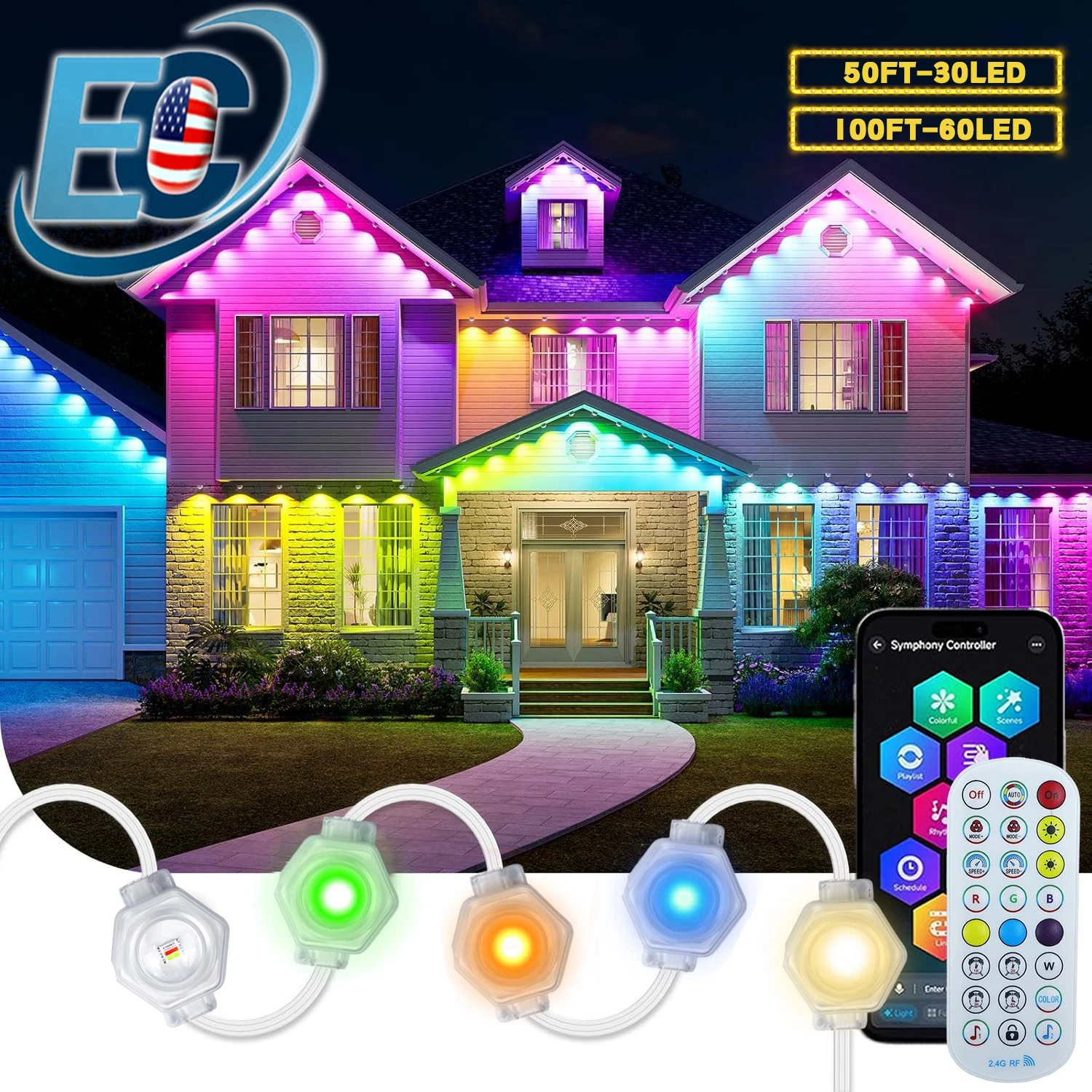 Smart Permanent Outdoor Lights RGB Waterproof Eaves Lighting for House Decor
Opens in a new window o