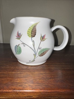 Denby Stoneware Signed Pitcher Spring Pattern, Made in England