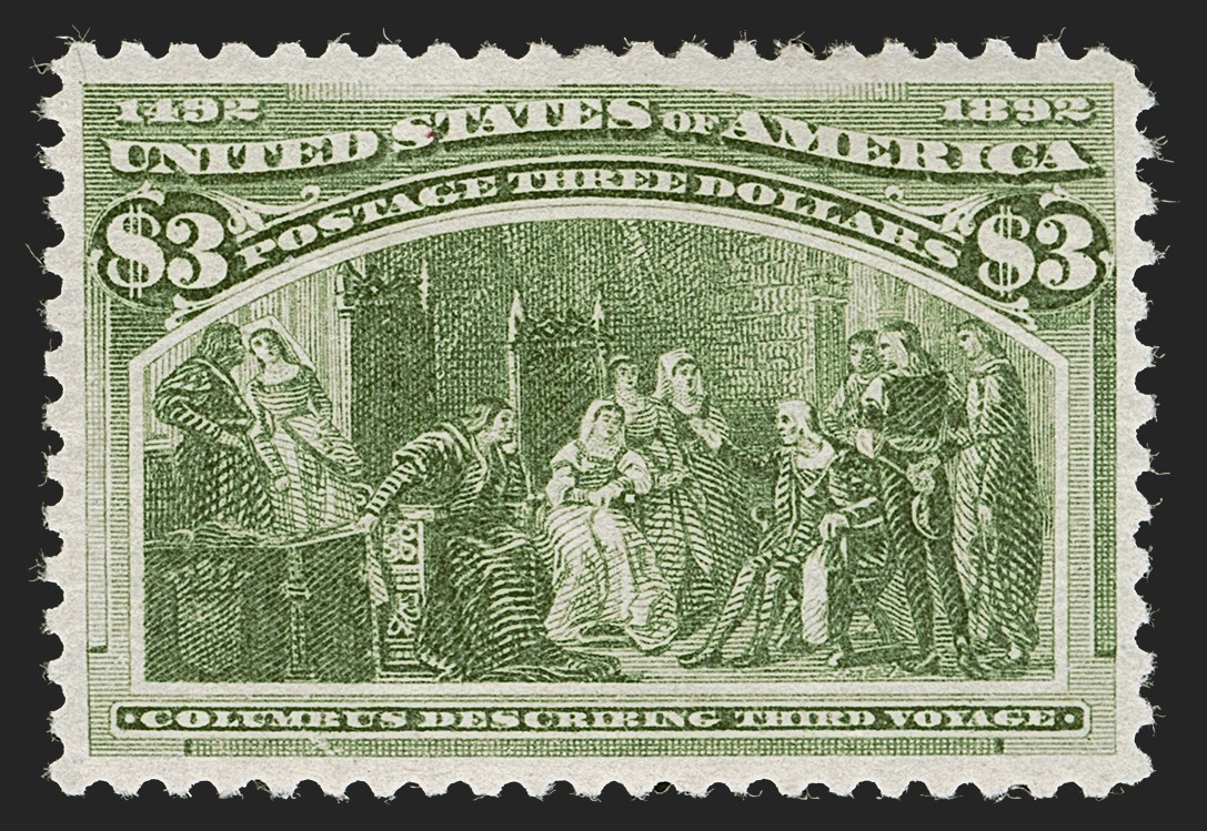 MOMEN: US #243 $3 COLUMBIAN MINT OG LH PSE GRADED CERT XF-90 LOT #98700-6*