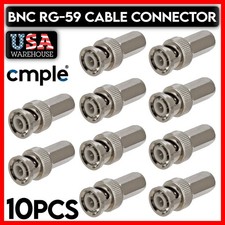 BNC Twist On Connector Male BNC Plug RG-59 Coax Coaxial Cable CCTV Camera 10PCS
