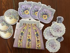9 Carol Wilson Die Cut Note Cards. Compact/Perfume Bottle/Coin Purse Shapes