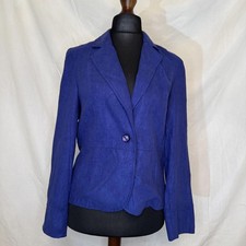 Oscar B Blue Textured Blazer Jacket UK 12 EU 40 One Button Tailored